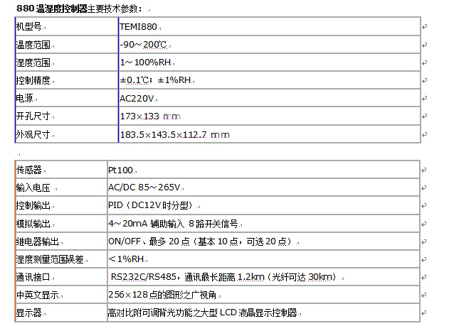 880控制器技术参数1